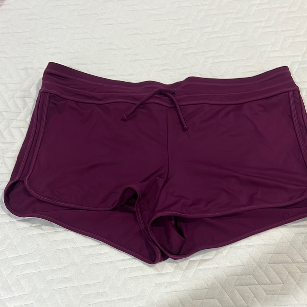 Athleta Purple Athletic Shorts with Drawstring Waistband size large